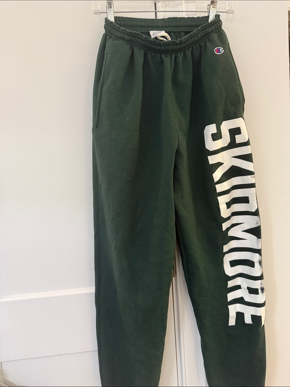 New. Champion Forest Green Sweatpants with skidmore Graphic
